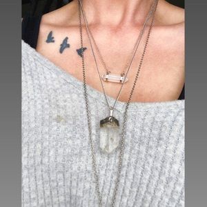 Raw Quartz Chunk Layering Necklace 12”